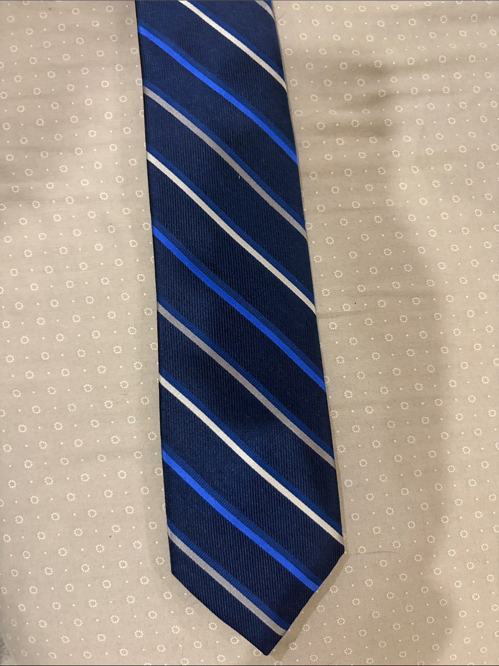 Men's Navy Tie with Royal and Light Blue Stripes